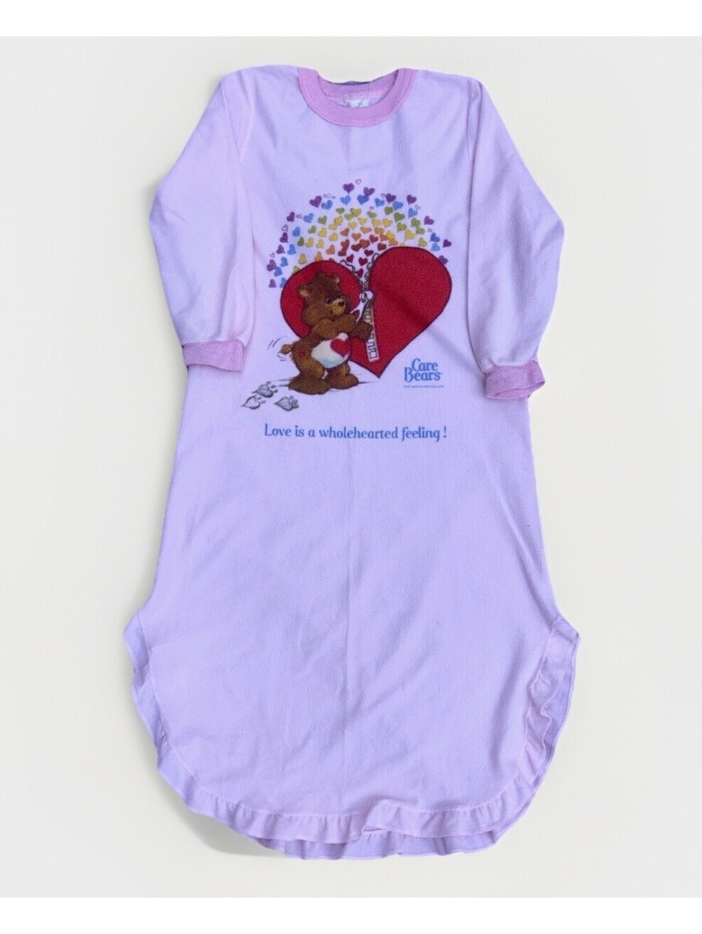 Vintage 1985 Care Bears Girls' Pink Long Sleeve Nightgown -